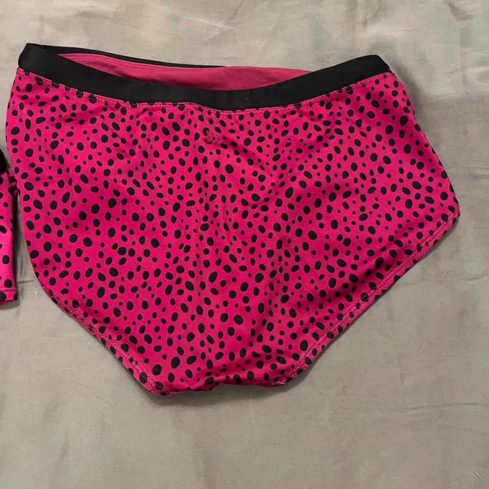 All In Motion Kids Pink Dalmatian Print Two Piece Swimsuit‎ Bikini Set XS